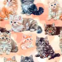 Free photo digital art cat pattern