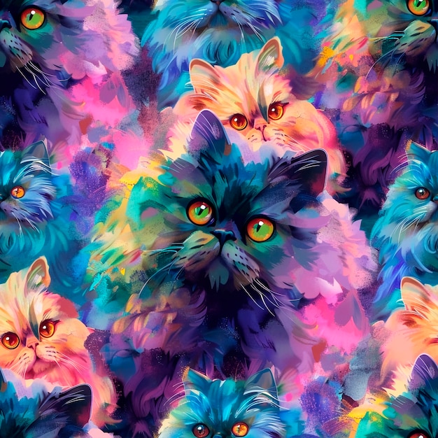 Free photo digital art cat pattern