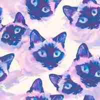 Free photo digital art cat pattern