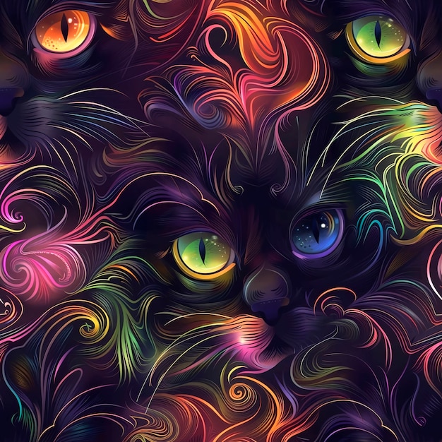 Free photo digital art cat pattern