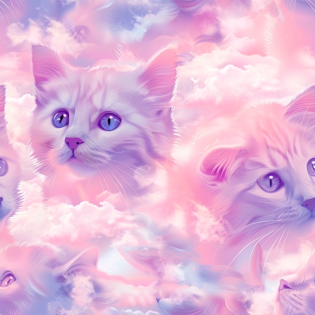 Free photo digital art cat pattern