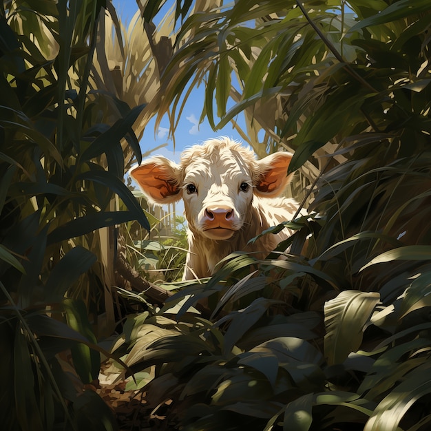 Free photo digital art cow illustration