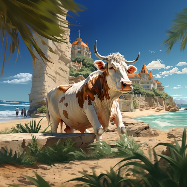 Free photo digital art cow illustration