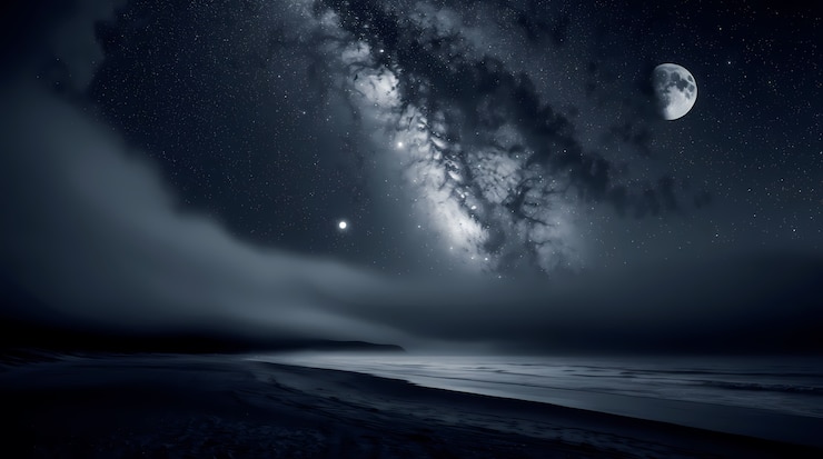 Free Photo digital art dark cosmic night sky