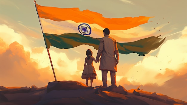 Free photo digital art depicting india independence day
