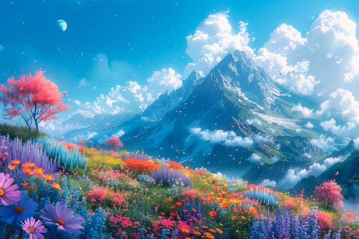 免費 Photo 數碼藝術的花卉風景畫