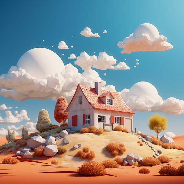 Digital art isolated house