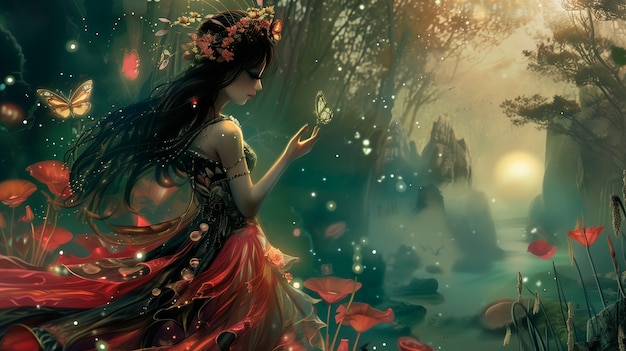 Free photo digital art of magical fairy