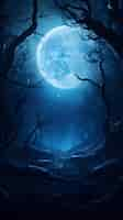 Free photo digital art moon and tree wallpaper