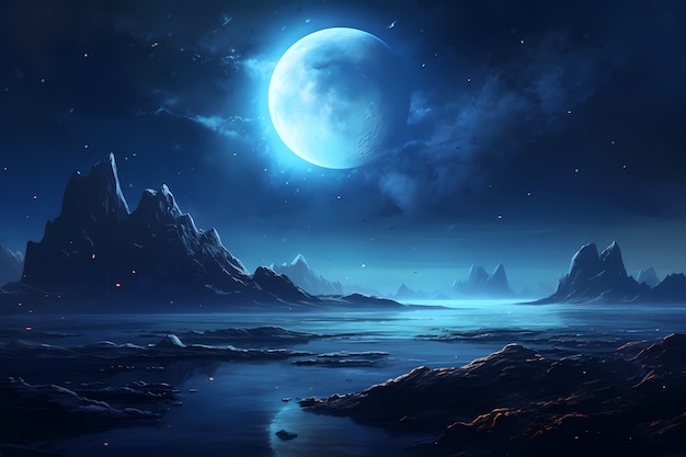 Digital art moon wallpaper