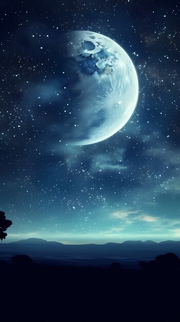 Digital art moon wallpaper