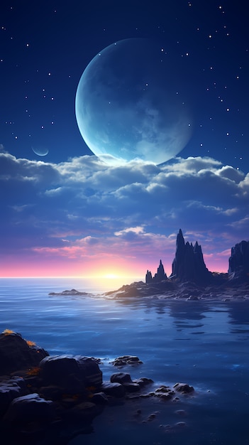 Free photo digital art moon wallpaper