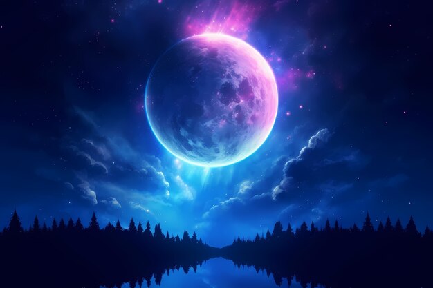 Digital art moon wallpaper