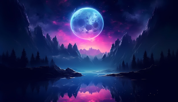 Free Photo digital art moon wallpaper