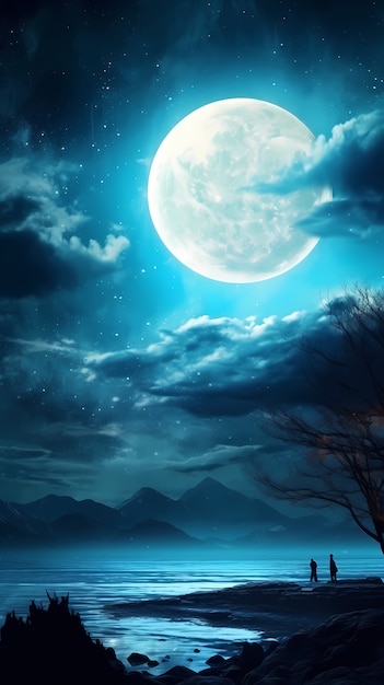 Digital art moon wallpaper