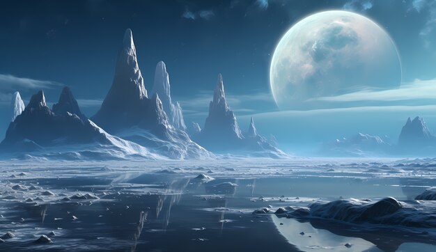 Digital art moon wallpaper