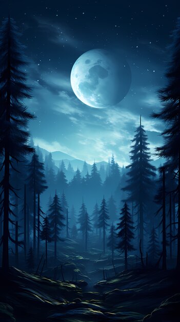 Digital art moon wallpaper