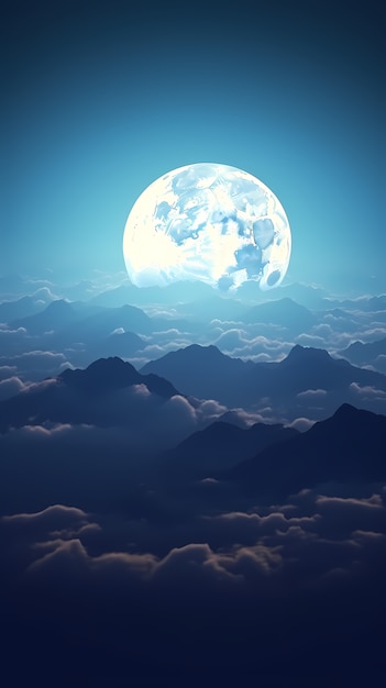 Free photo digital art moon wallpaper