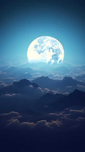 Digital art moon wallpaper