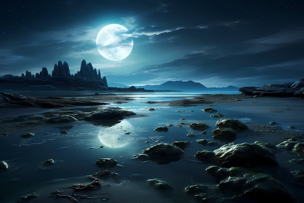 Free photo digital art moon wallpaper