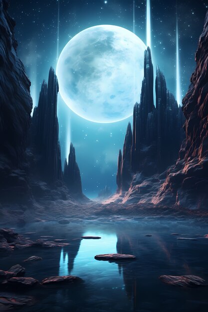 Digital art moon wallpaper