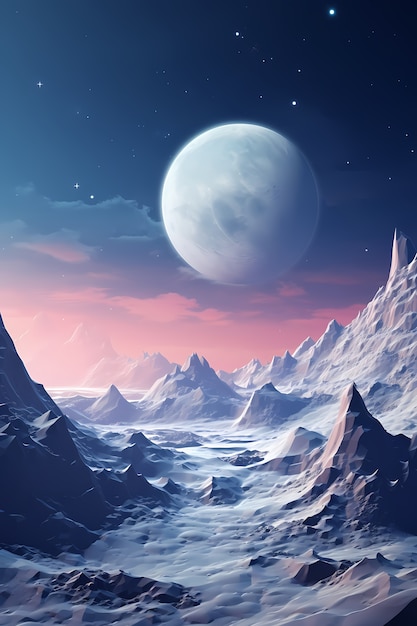 Digital art moon wallpaper