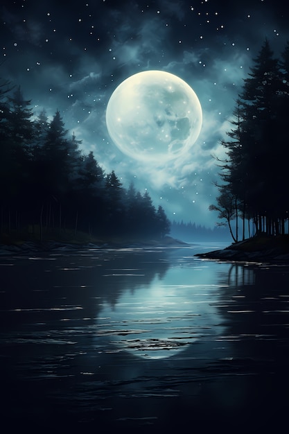 Digital art moon wallpaper | AI-generated image