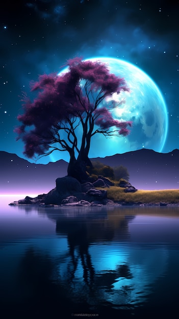 Free photo digital art moon wallpaper