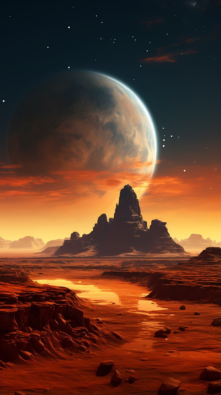 Free Photo digital art moon wallpaper