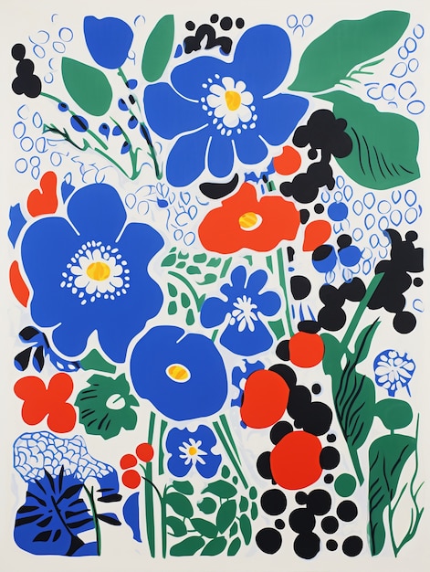 Digital art of organic floral shapes pattern
