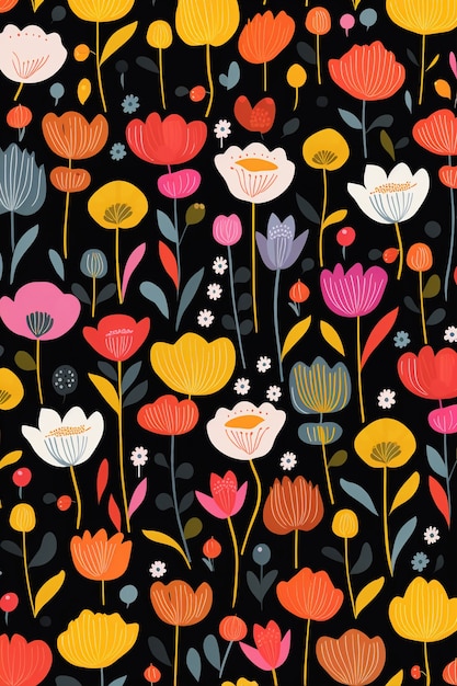 Digital art of organic floral shapes pattern