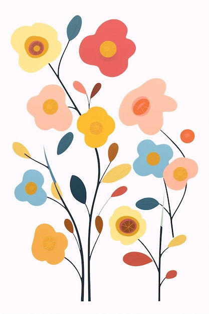 유기적인 꽃 모양 패턴의 디지털 예술