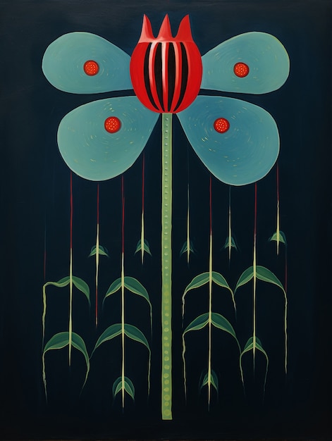 オーガニックな花の形のパターンのデジタルアート