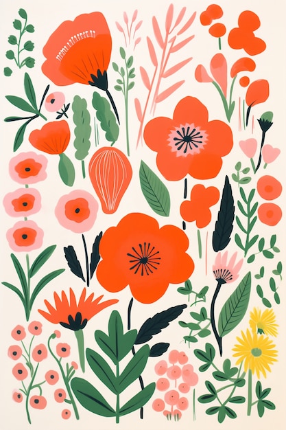 Digital art of organic floral shapes pattern