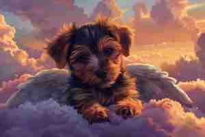 Foto gratuita digital art portrait of adorable pet in heaven