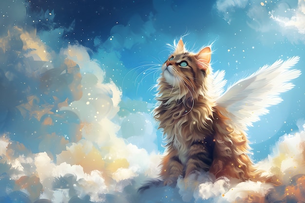 Digital art portrait of adorable pet in heaven