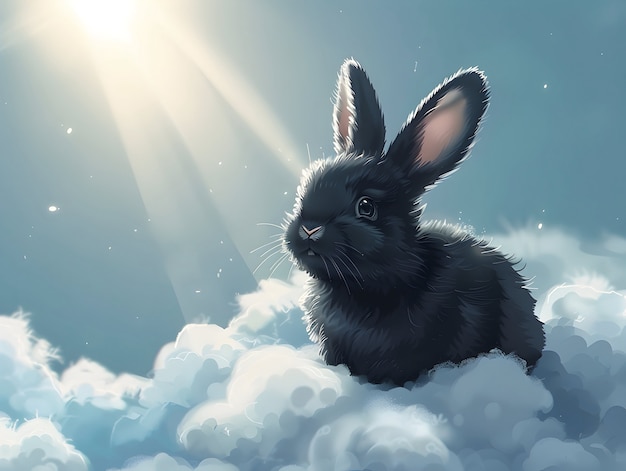 Free photo digital art portrait of adorable pet in heaven