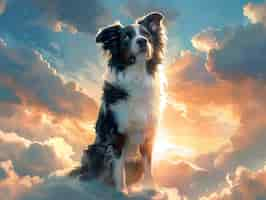 Free photo digital art portrait of adorable pet in heaven