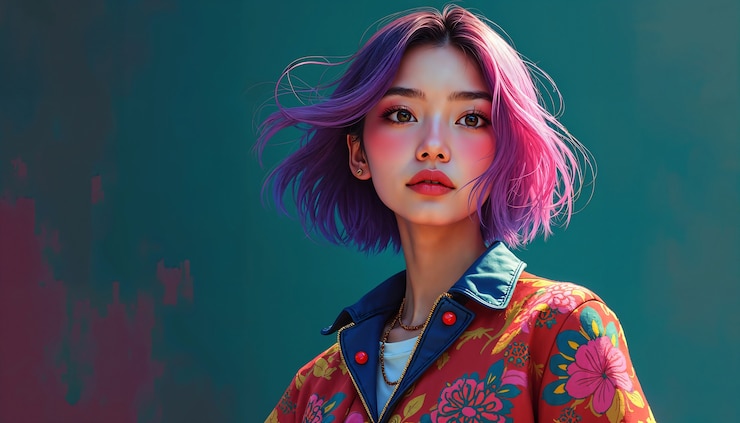 Free Photo digital art portrait of asian woman