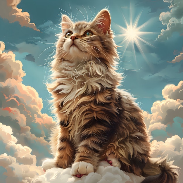 무료 사진 digital art portrait of adorable pet in heaven