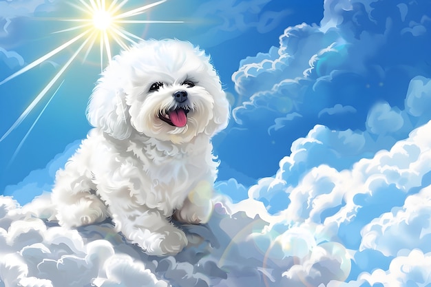 Бесплатное фото digital art portrait of adorable pet in heaven