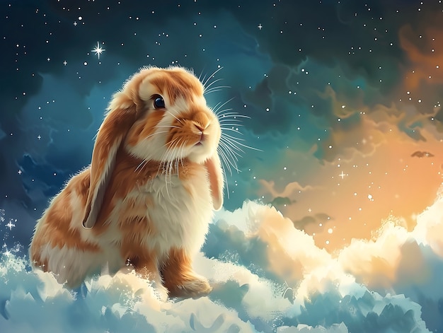 무료 사진 digital art portrait of adorable pet in heaven