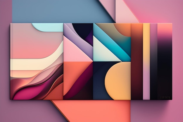 A digital art print of a colorful geometric design.