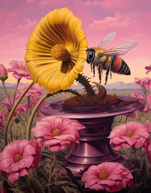 Digital art style bee