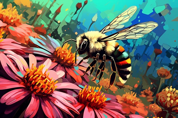 Digital art style bee