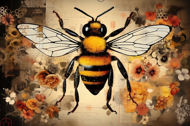 Digital art style bee