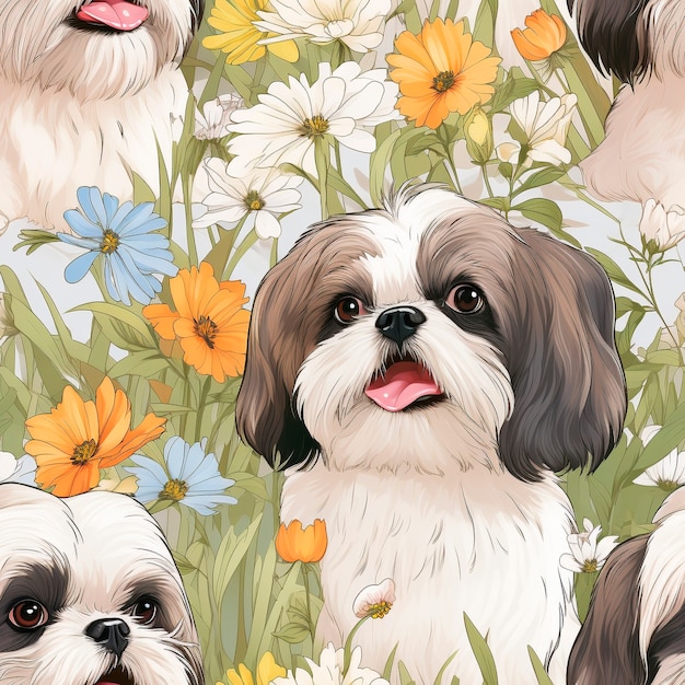 Free photo digital art style dog pattern design