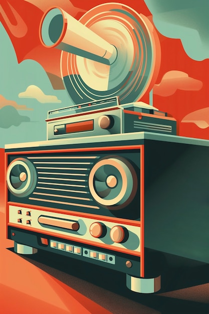 Foto gratuita illustrazione in stile arte digitale di un dispositivo radio retro