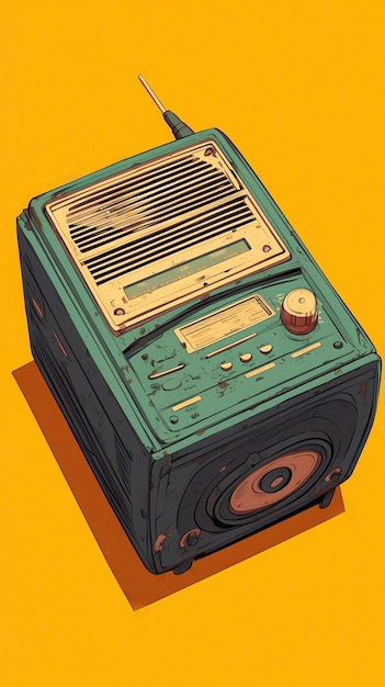 Иллюстрация в стиле цифрового искусства ретро-радиоустройства