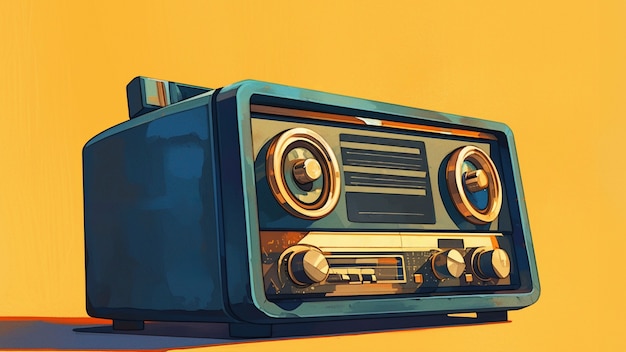 Digital art style illustration of retro radio device